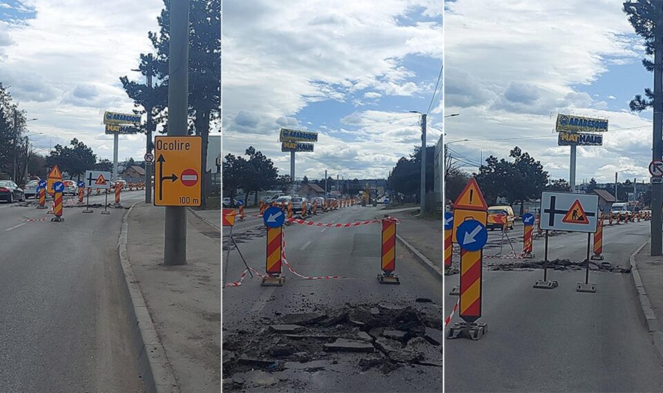 Lucrările de amenajare a unui sens giratoriu pe domeniul public au fost demarate pe o arteră principală a Sucevei, fără acordul Primăriei și fără a fi anunțate