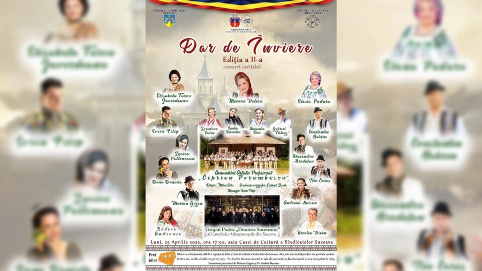 Concertul caritabil „DAR de Înviere”, pe scena Casei de Cultură a Sindicatelor Suceava Concertul caritabil „DAR de Înviere”, pe scena Casei de Cultură a Sindicatelor Suceava