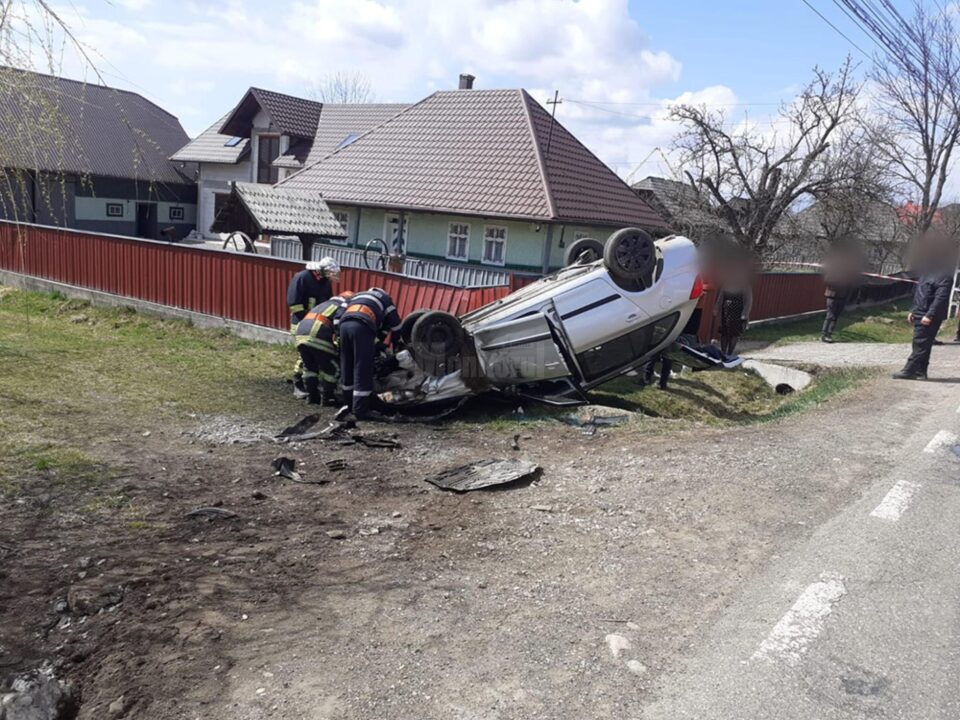 Autoturismul în care erau ucraineanca și cei trei copii