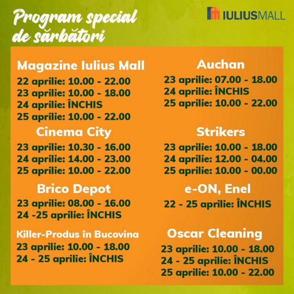 Program special de sărbători al magazinelor din Iulius Mall Suceava