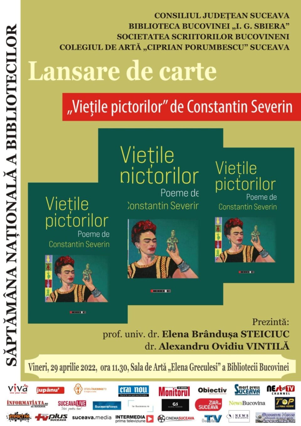 Lansarea cărții de poeme „Viețile Pictorilor” de Constantin Severin, la Biblioteca Bucovinei Lansarea cărții de poeme „Viețile Pictorilor” de Constantin Severin, la Biblioteca Bucovinei