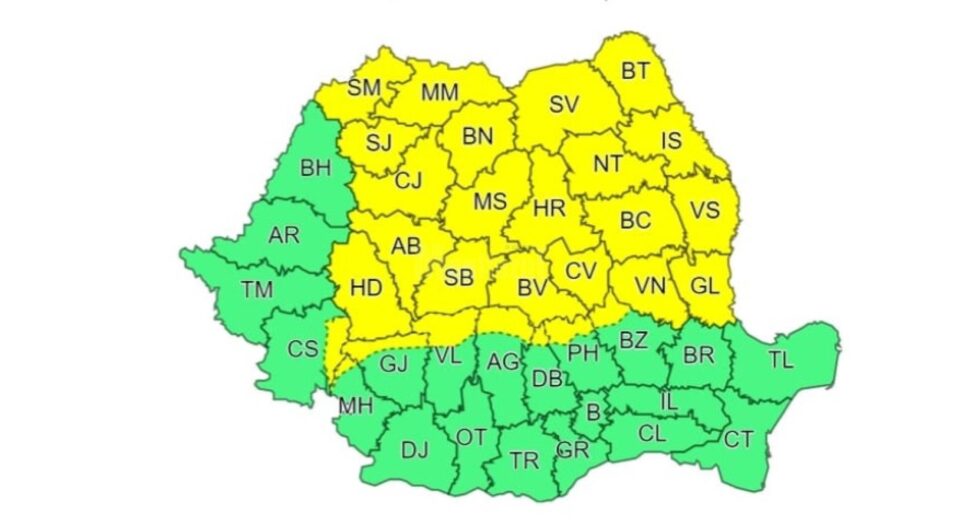 Cod galben de vijelii și averse torențiale în județul Sucevaa