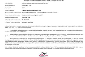 Inovarea si diversificarea activitatii firmei KROLL PLUS SRL SRL