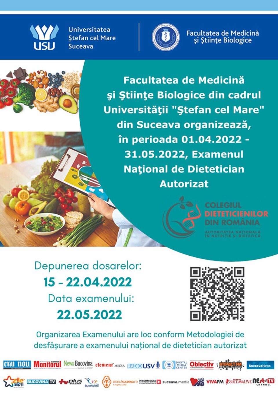 Examen de dietetician, organizat în cadrul Facultății de Medicină și Științe Biologice