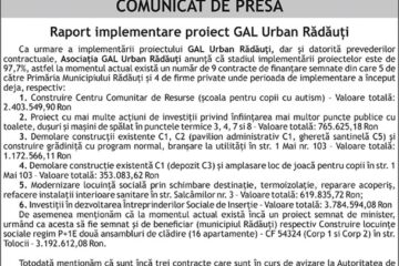 Raport implementare proiect GAL Urban Rădăuți
