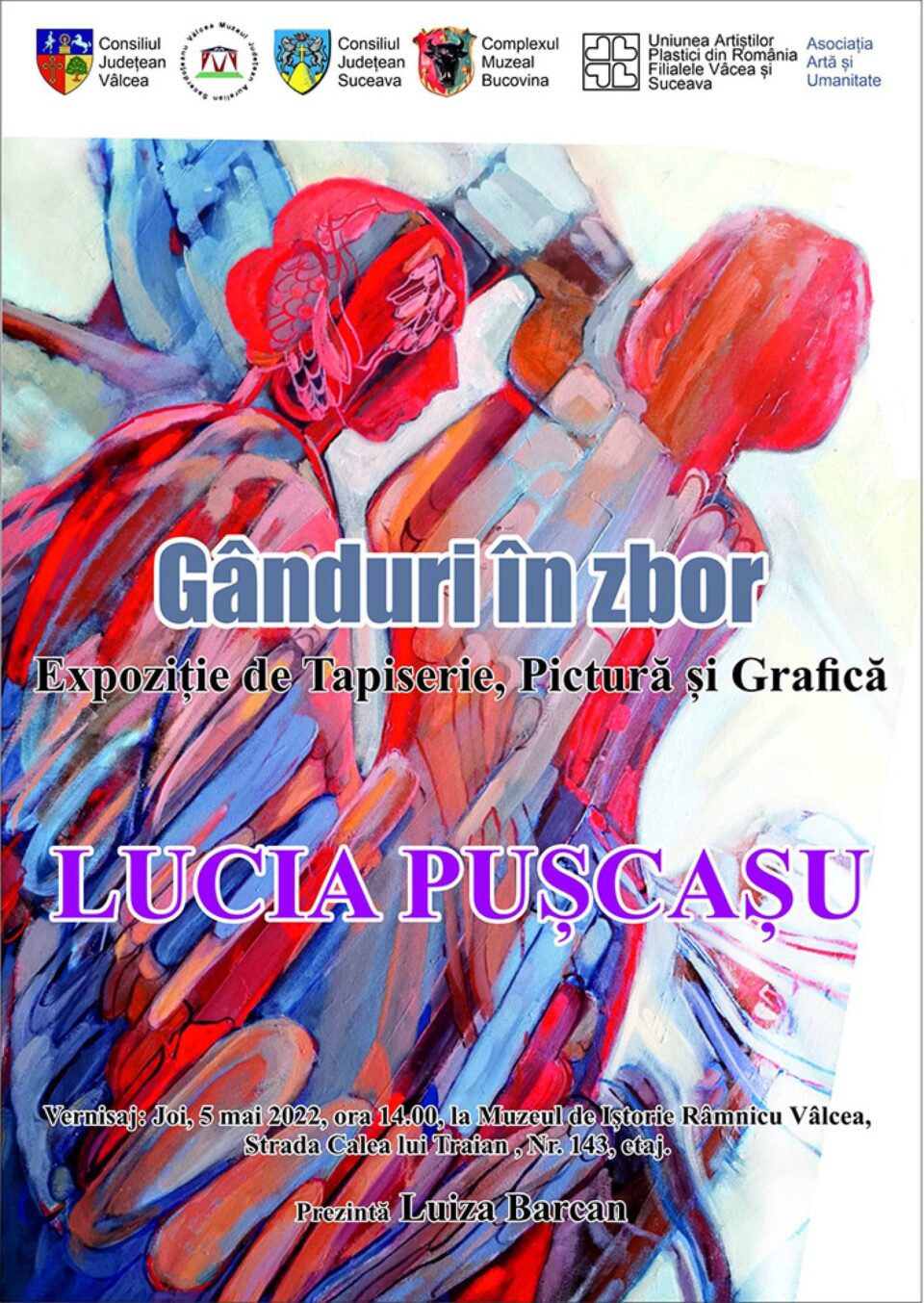 Artista Lucia Pușcașu va expune lucrări de tapiserie, pictură și grafică la Râmnicu Vâlcea Artista Lucia Pușcașu va expune lucrări de tapiserie, pictură și grafică la Râmnicu Vâlcea