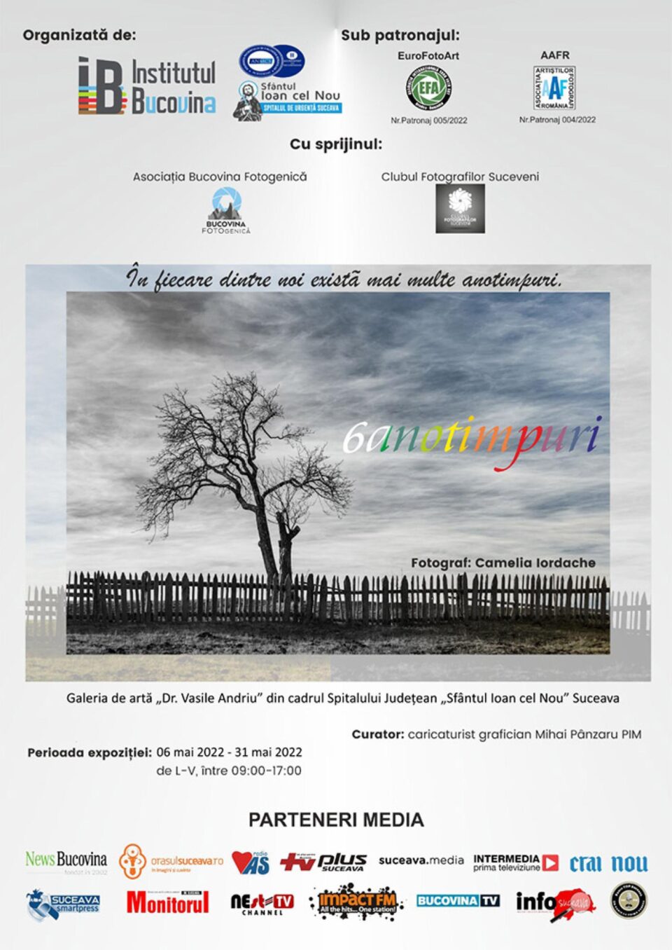 Expoziția de artă fotografică „6 anotimpuri” poate fi vizitată la Galeria de artă „Dr. Vasile Andriu”, din cadrul Spitalului Județean Suceava Expoziția de artă fotografică „6 anotimpuri” poate fi vizitată la Galeria de artă „Dr. Vasile Andriu”, din cadrul Spitalului Județean Suceava
