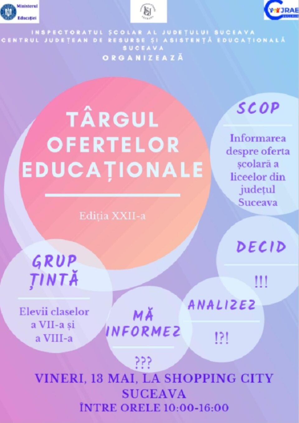 Târgul Ofertelor Educaționale, vineri, la Shopping City Suceava