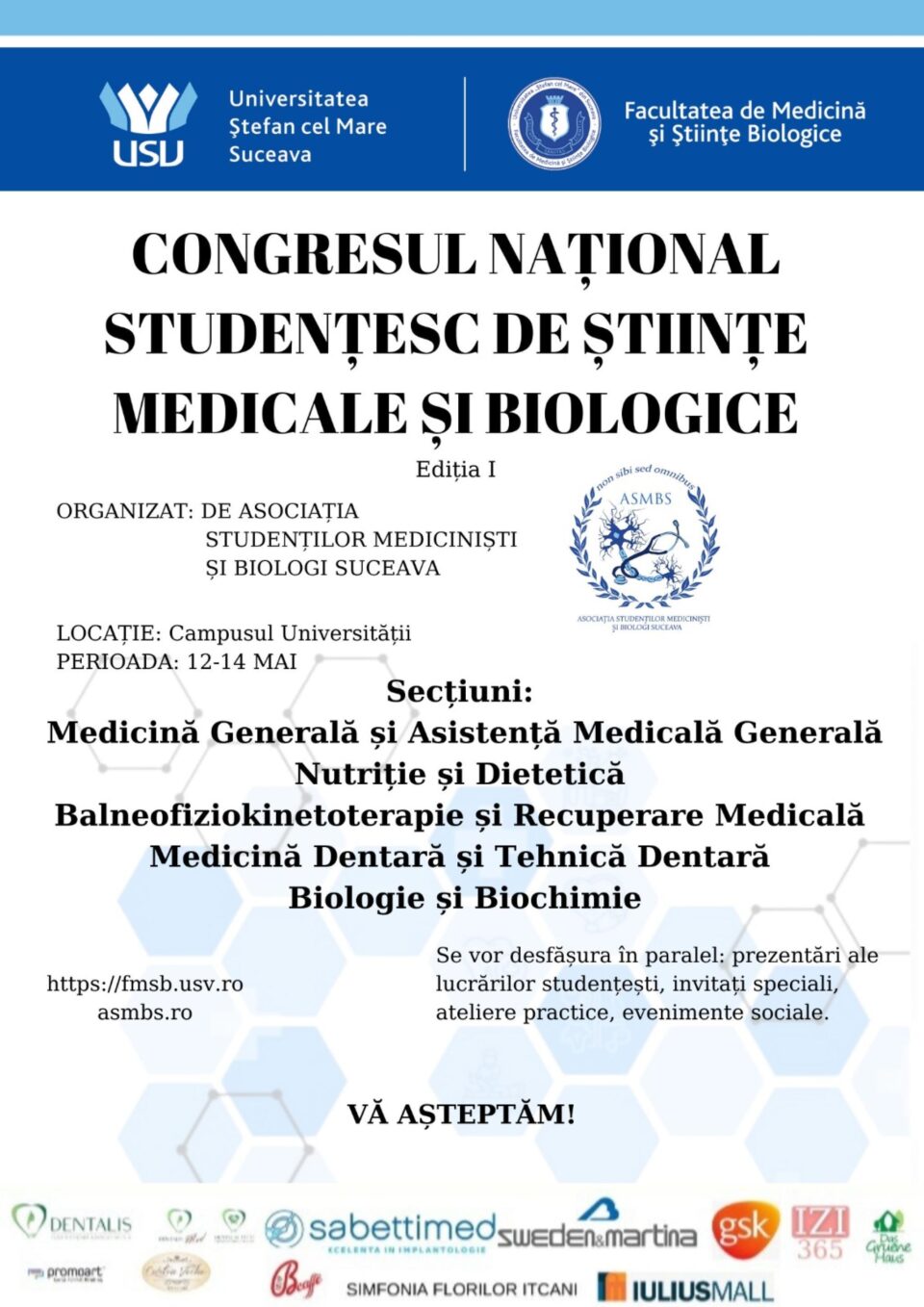 Primul Congres Național Studențesc de Științe Medicale și Biologice, organizat la USV