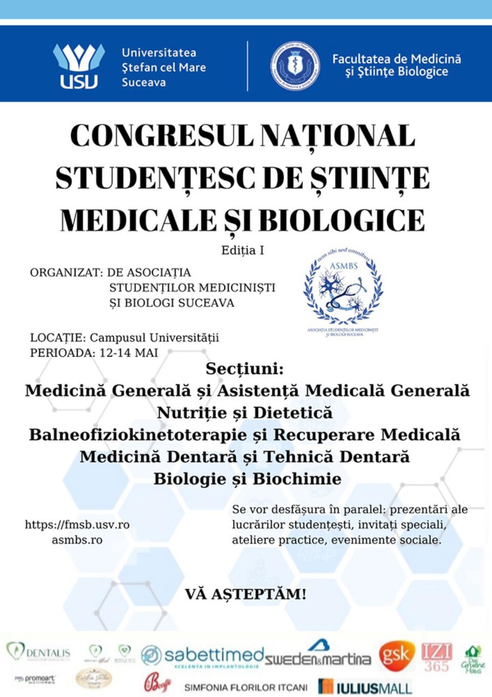 Primul Congres Național Studențesc de Științe Medicale și Biologice, organizat la USV