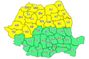 Cod galben de furtuni în jumătate de țară, până spre miezul nopții