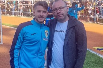 Cosmin Tucaliuc și Ciprian Anton la finalul meciului Unirea Slobozia - Petrolul Ploiești