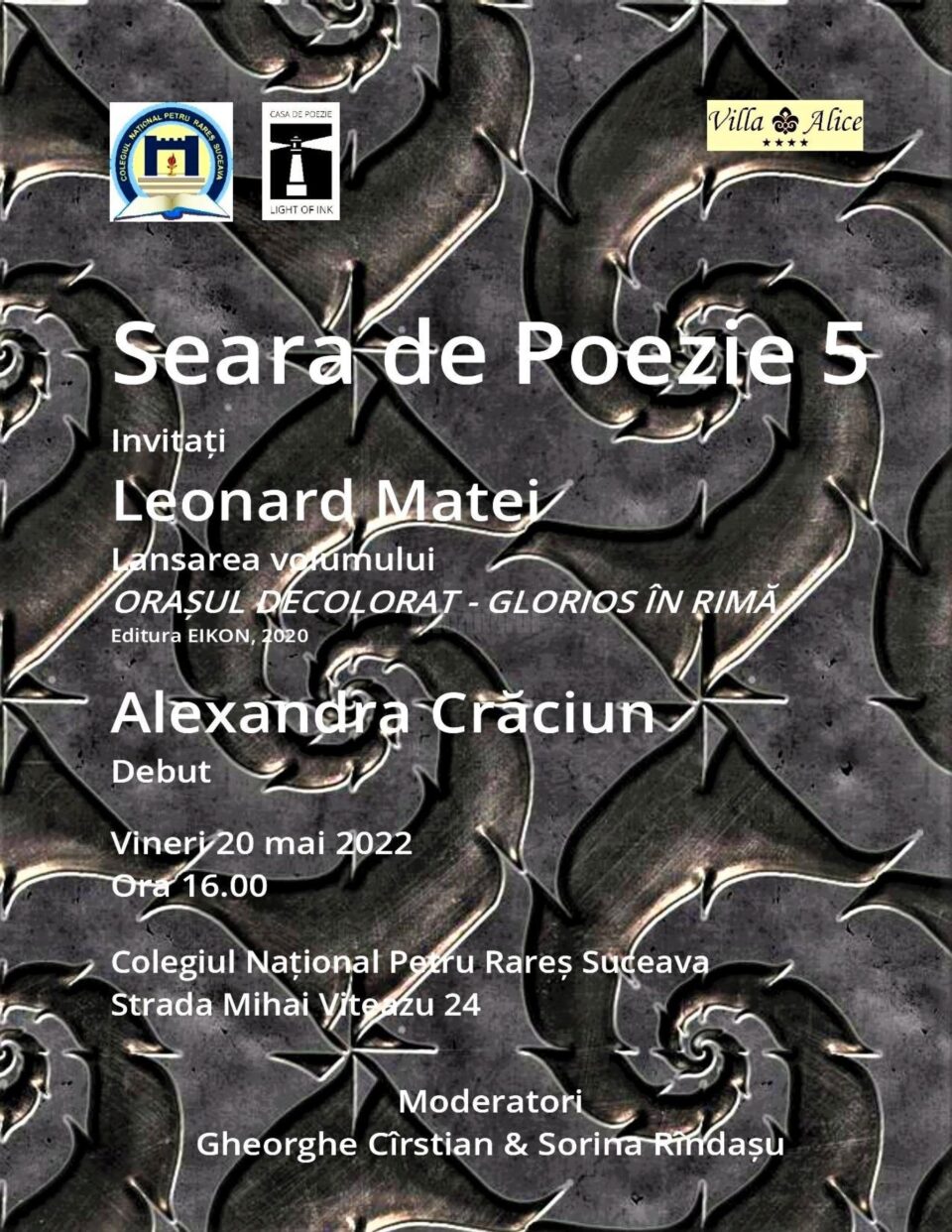O nouă seară de poezie, vineri, la Colegiul Național „Petru Rareș” Suceava