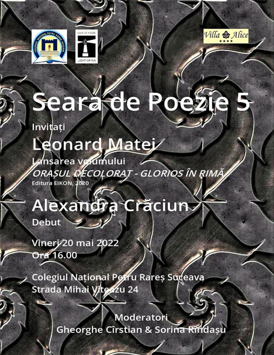 O nouă seară de poezie, vineri, la Colegiul Național „Petru Rareș” Suceava