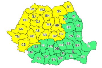 Cod galben de vijelii, averse torențiale și izolat grindină, în aproape jumătate de țară