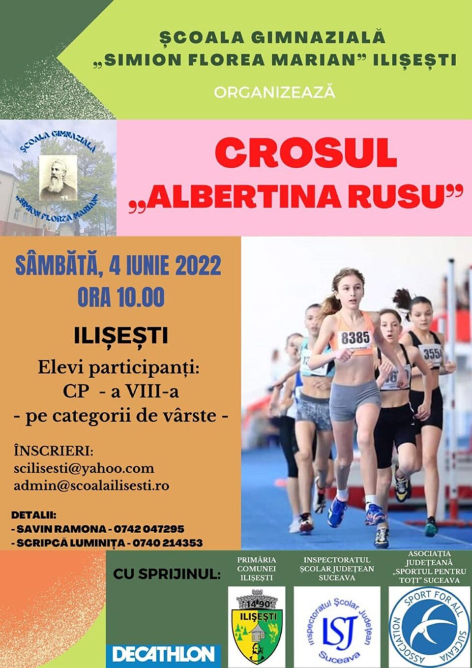 Elevii din clasele primare și gimnaziu, invitați la crosul organizat în memoria fetiței Albertinei Rusu, campioană națională la atletism Elevii din clasele primare și gimnaziu, invitați la crosul organizat în memoria fetiței Albertinei Rusu, campioană națională la atletism