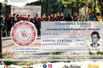 Concert coral „In memoriam Ciprian Porumbescu – 139 ani”, luni, la bustul lui Ciprian Porumbescu din Parcul Central