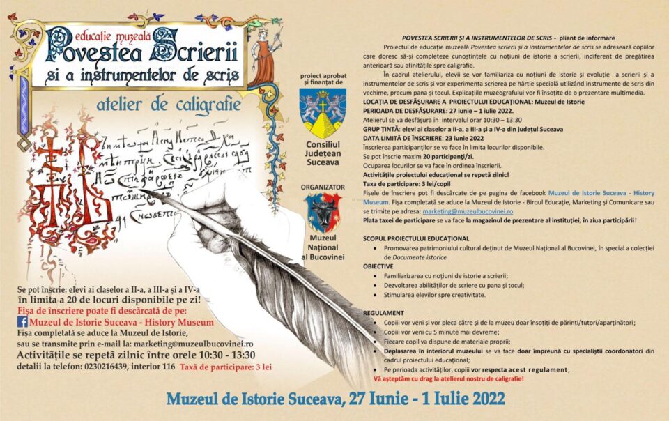 „Povestea scrierii și a instrumentelor de scris”, la Muzeul Național al Bucovinei
