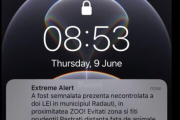 Localnicii au primit pe telefoanele mobile, în jurul orei 09.00, un mesaj de alertă maximă prin sistemul RO-Alert