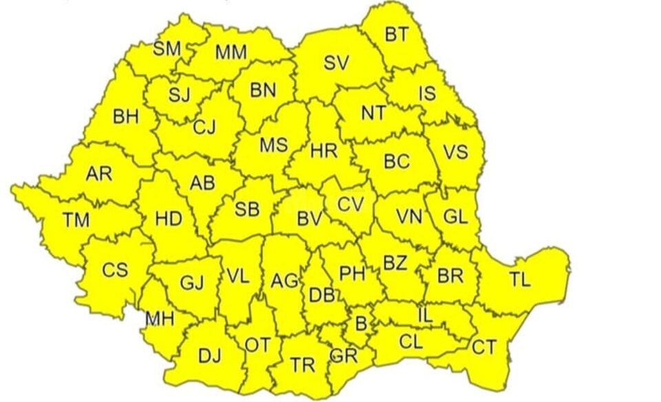 Cod galben de ploi, până duminică
