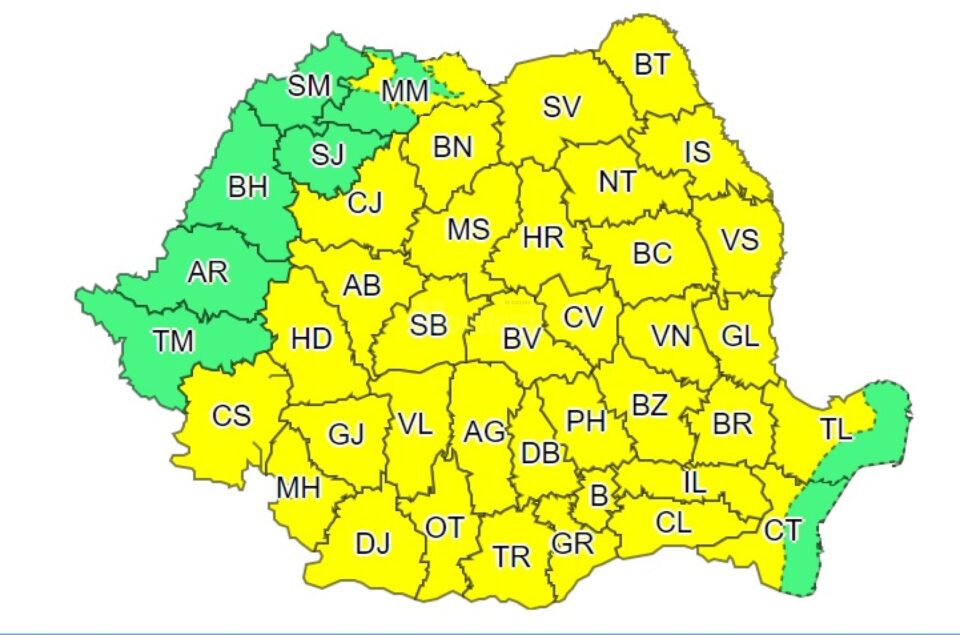 Cod galben de furtuni cu averse torențiale, vânt și descărcări electrice, până sâmbătă dimineață Cod galben de furtuni cu averse torențiale, vânt și descărcări electrice, până sâmbătă dimineață