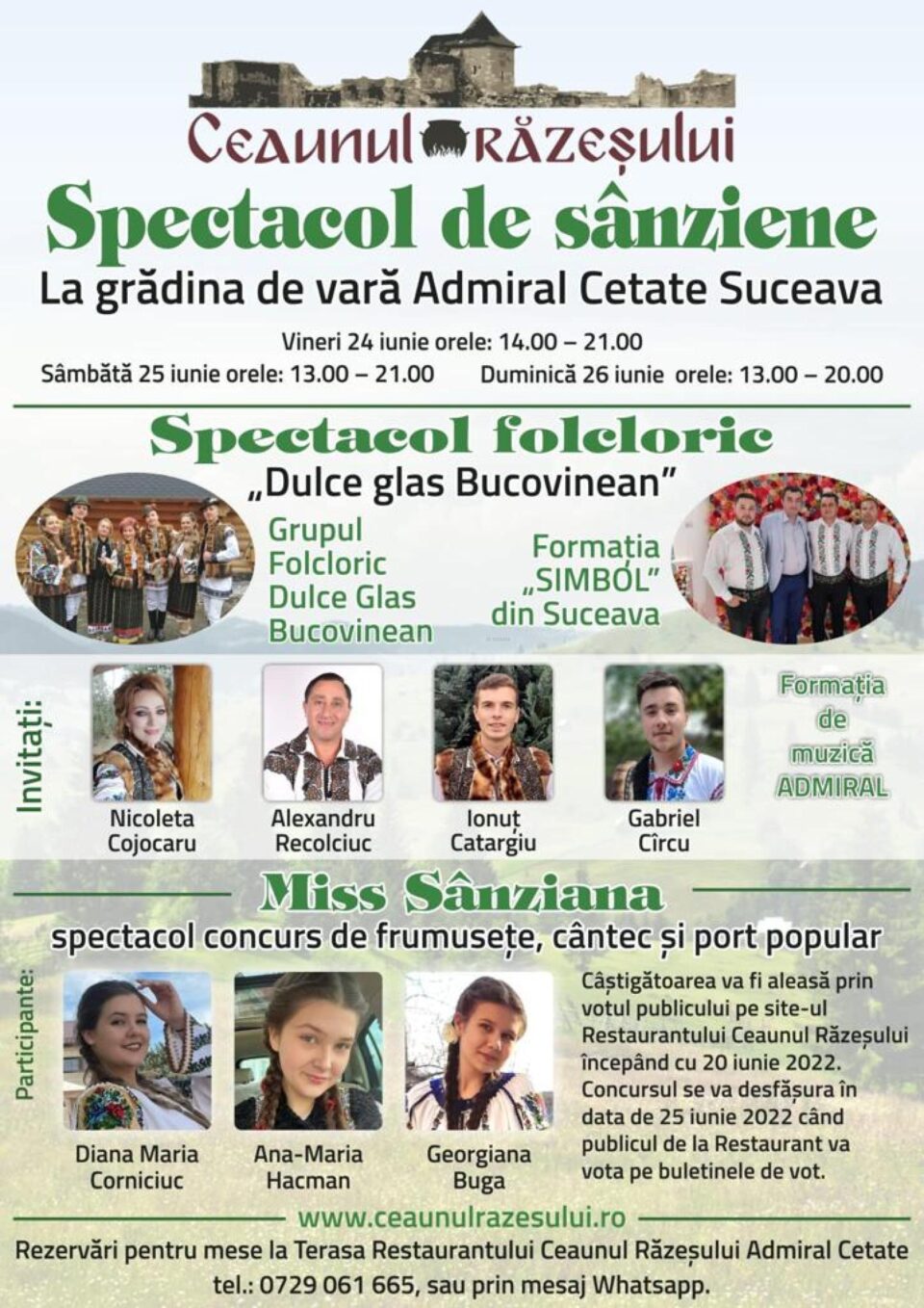 Spectacol de Sânziene, timp de trei zile și concurs „Miss Sânziana” la grădina de vară Admiral Cetate 1