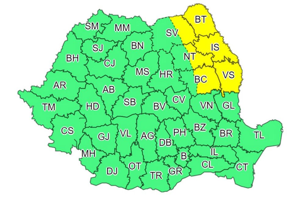 Cod galben de vânt puternic, până miercuri seară
