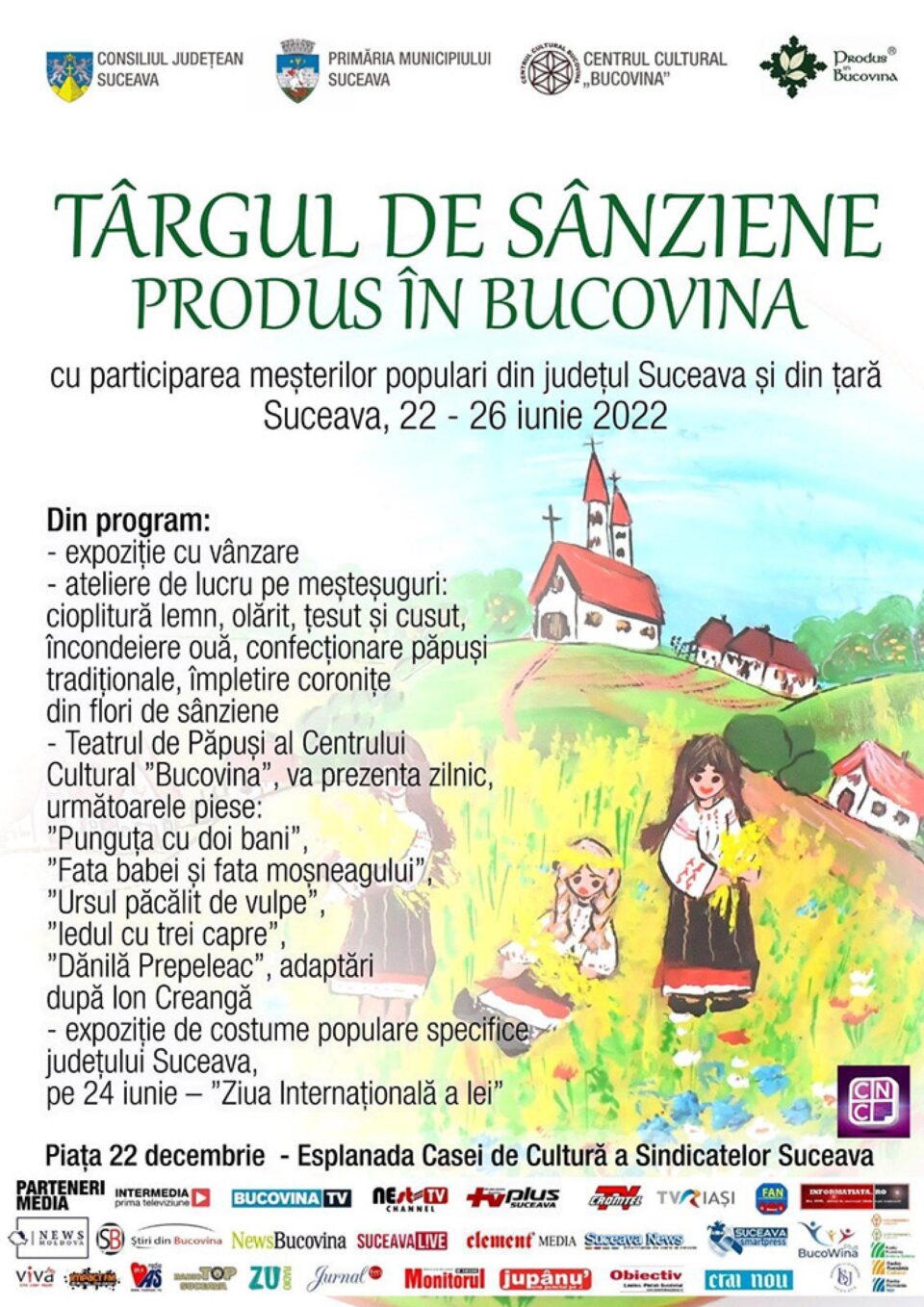 Programul Târgului de Sânziene din centrul Sucevei include și spectacole de teatru pentru copii