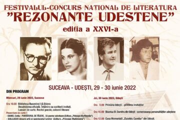 Festivalul-concurs de literatură „Rezonanțe Udeștene”, ediția a XXVI-a, miercuri, la Biblioteca Bucovinei