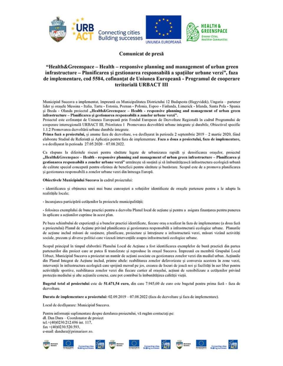 Health&Greenspace – Health – responsive planning and management of urban green infrastructure – Planificarea și gestionarea responsabilă a spațiilor urbane verzi Health&Greenspace – Health – responsive planning and management of urban green infrastructure – Planificarea și gestionarea responsabilă a spațiilor urbane verzi