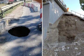 Gaură în podul de la Milișăuți în timpul lucrărilor de reparații