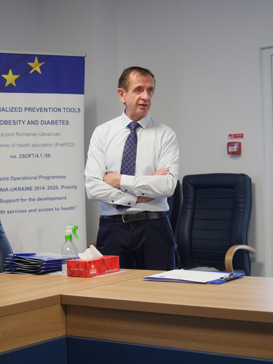 Managerul proiectului, prof. univ. dr. Mihai Covașă, decanul FMSB Prezentarea finală a realizărilor proiectului transfrontalier