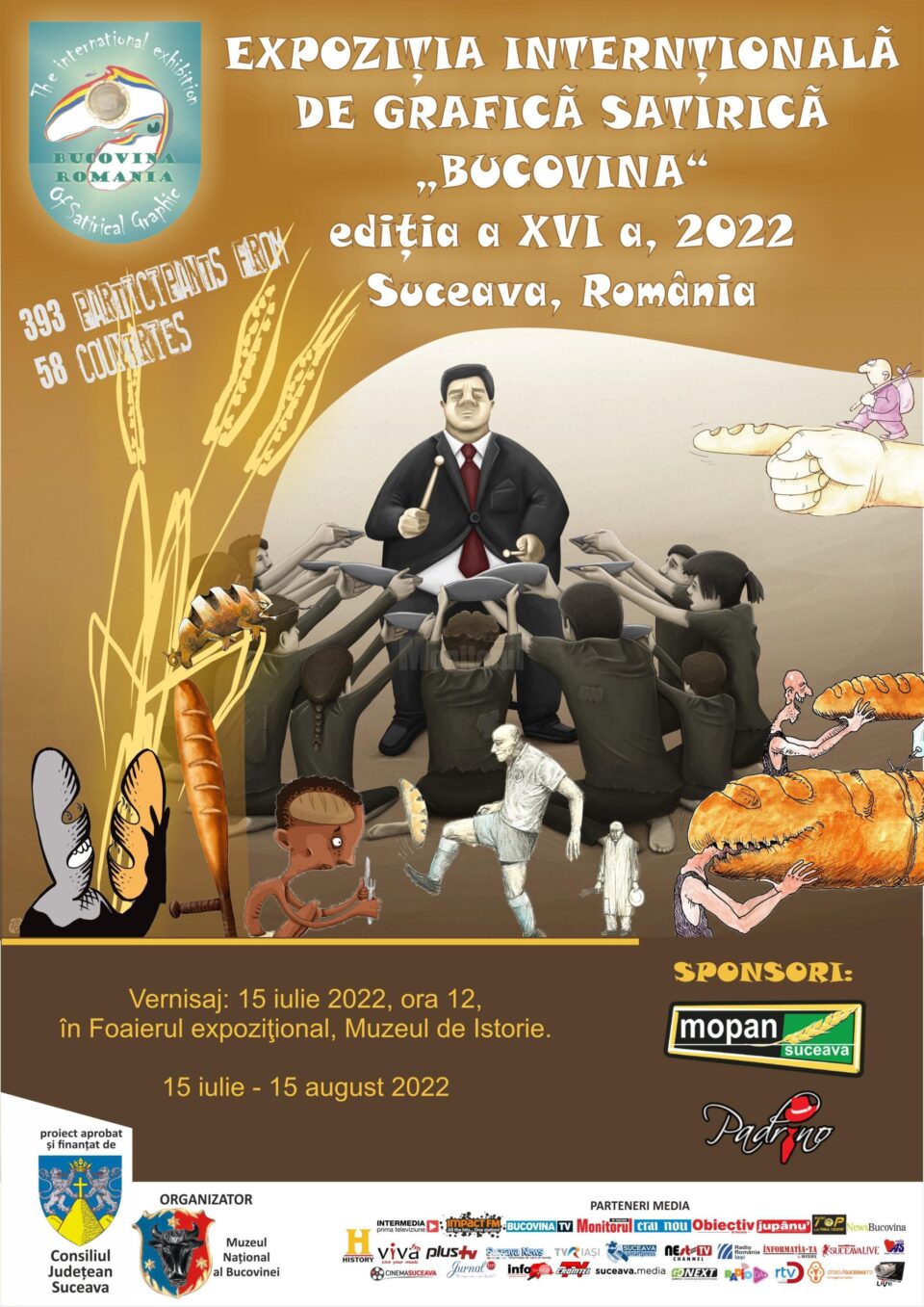 393 de artiști graficieni, prezenți cu lucrări la Expoziția Internațională de Grafică Satirică „Bucovina”, ediția a XVI-a