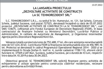 LA LANSAREA PROIECTULUI „DEZVOLTARE ACTIVITATE DE CONSTRUCȚII LA SC TEHNOREZIDENT SRL”