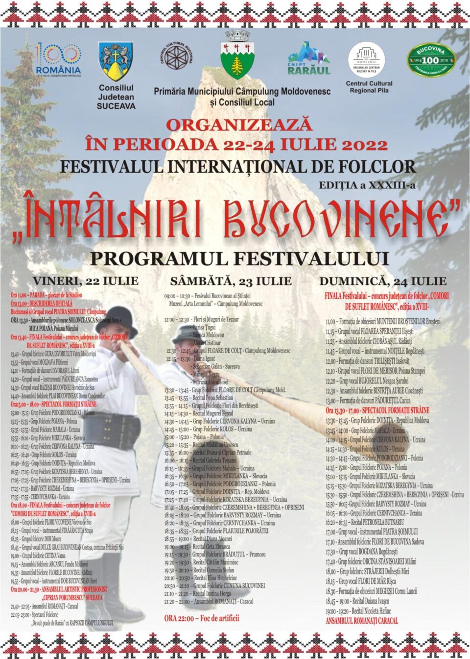 Artiști din cinci țări vor participa la Festivalul Internațional de Folclor „Întâlniri Bucovinene”, la Câmpulung Moldovenesc