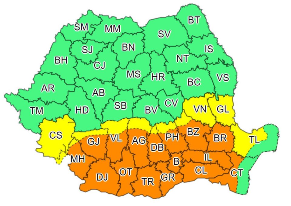 Avertizarea meteo de căldură, prelungită până luni inclusiv