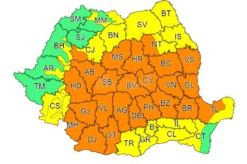Cod galben de furtună valabil în județul Suceava până luni dimineața
