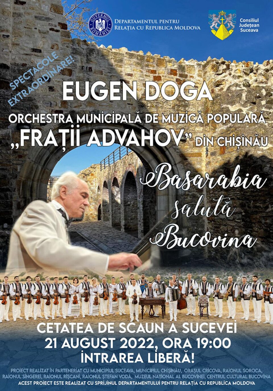 Eugen Doga și „Frații Advahov”, concert gratuit în Cetatea de Scaun a Sucevei