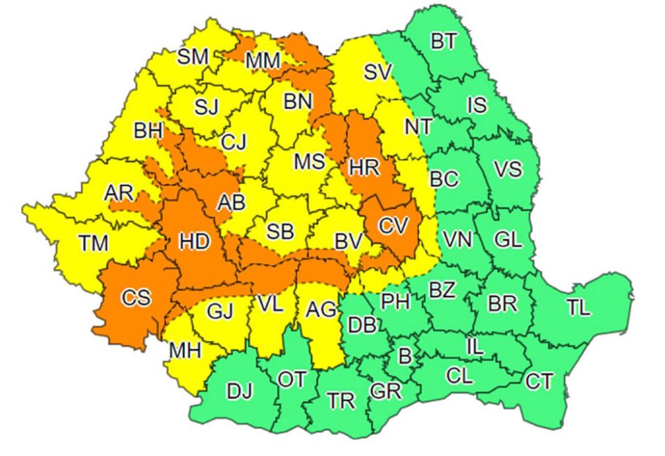 Avertizări meteo valabile în intervalul 8 - 10 august 2022