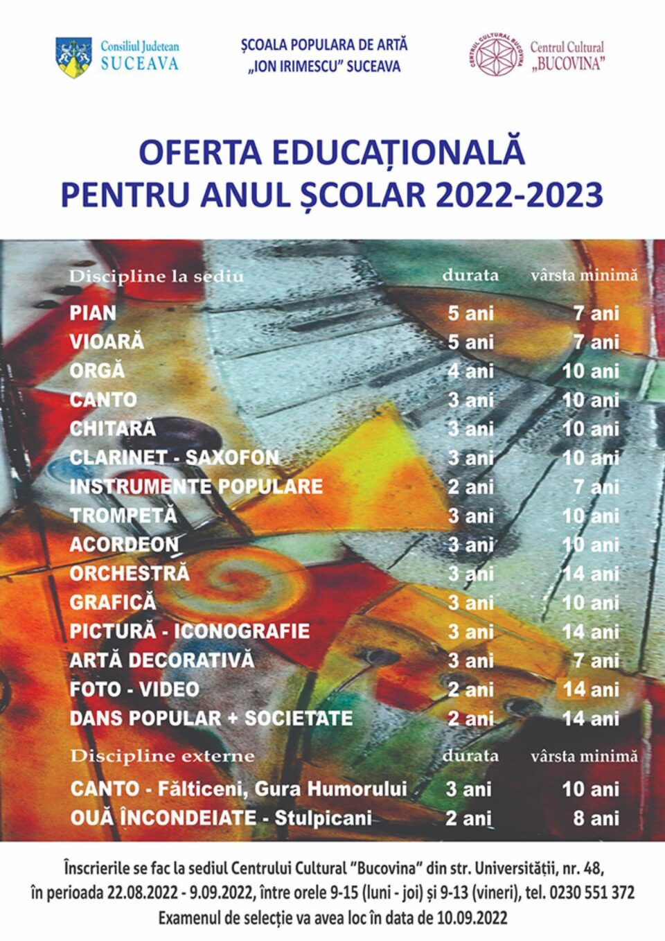 Taxele la Școala de Arte „Ion Irimescu” din Suceava, majorate cu până la aproape 67 la sută