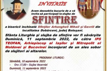 Mitropolitul Moldovei și Bucovinei, ÎPS Teofan, va sfinți duminică o biserică din localitatea Dobârceni