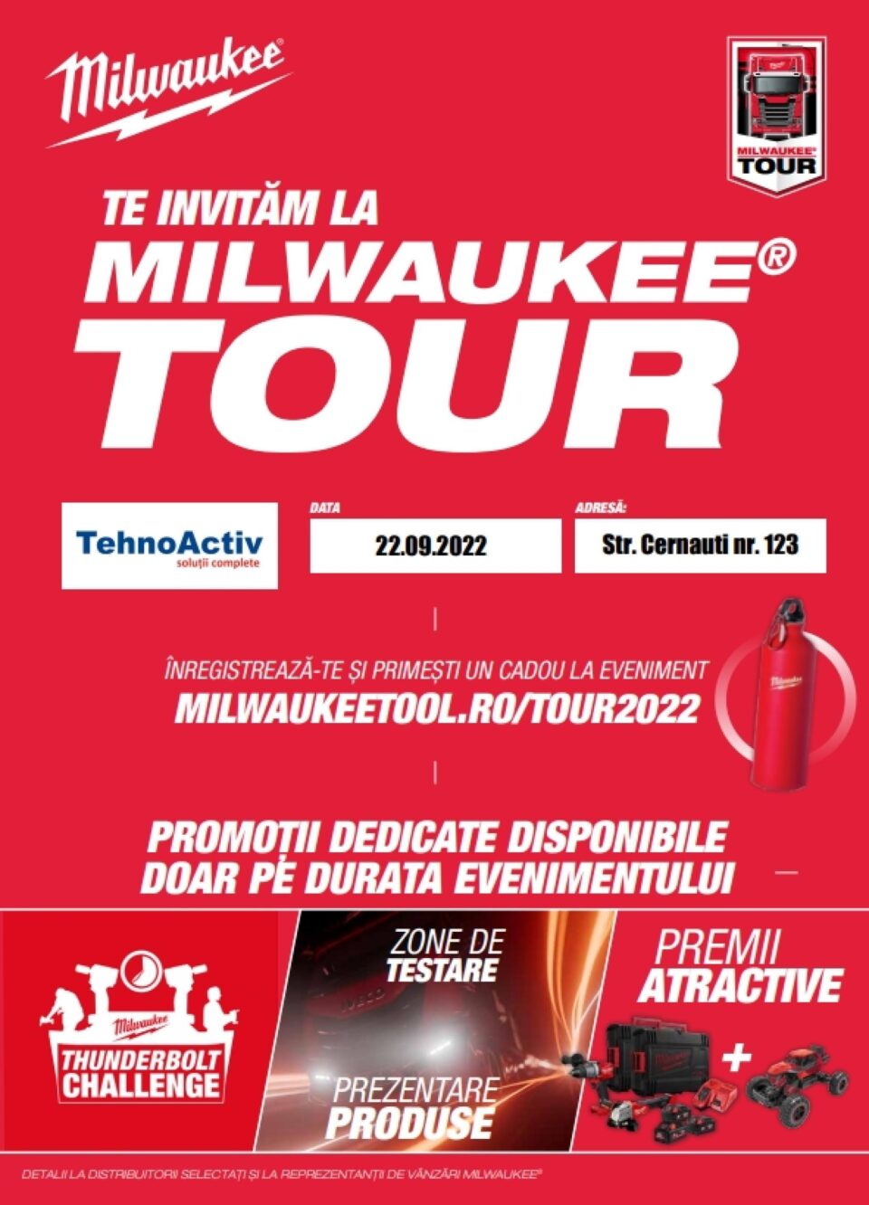 În calitate de reprezentant exclusiv al producătorului american MILWAUKEE TOOL, TEHNOACTIV S.R.L. Suceava organizează a 5-a ediție a evenimentului MILWAUKEE TOUR