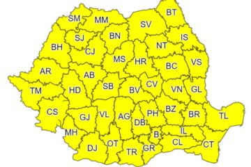 Cod galben de furtuni cu ploi abundente și vijelii, până duminică seara