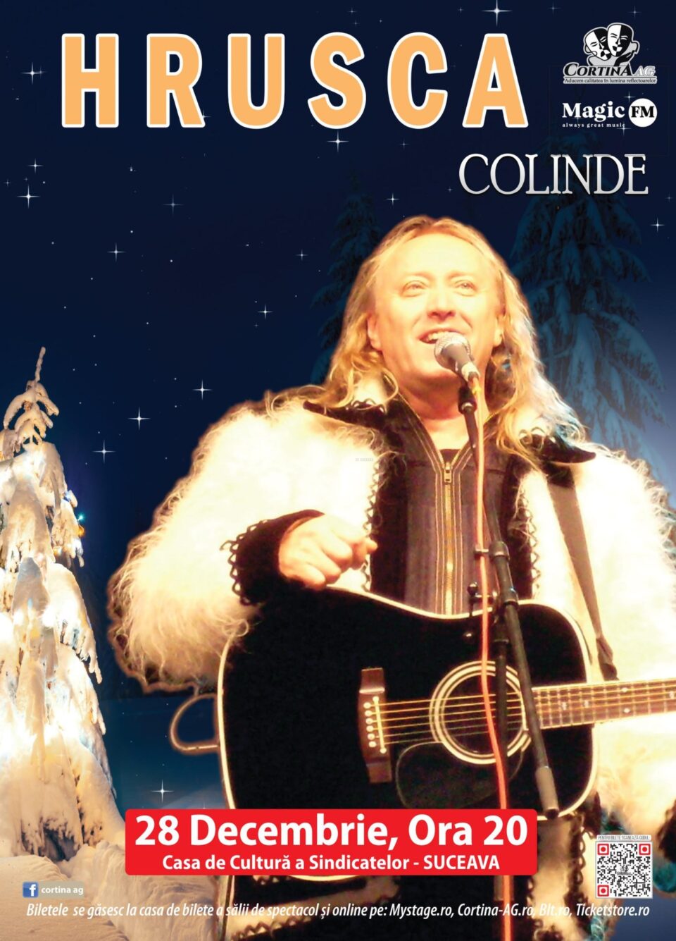 Concert de colinde cu Ștefan Hrușcă, în decembrie, la Suceava