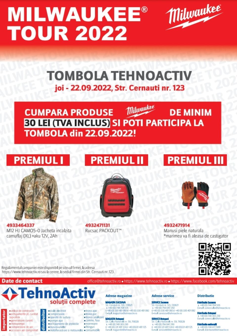 În calitate de reprezentant exclusiv al producătorului american MILWAUKEE TOOL, TEHNOACTIV S.R.L. Suceava organizează a 5-a ediție a evenimentului MILWAUKEE TOUR
