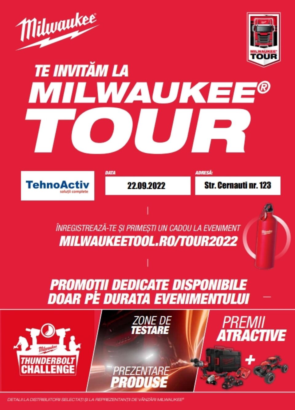 În calitate de reprezentant exclusiv al producătorului american MILWAUKEE TOOL, TEHNOACTIV S.R.L. Suceava organizează a 5-a ediție a evenimentului MILWAUKEE TOUR