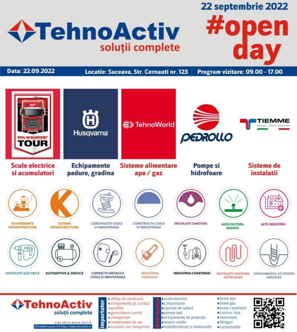 Invitație “TEHNOACTIV Open Day” – 22 septembrie 2022