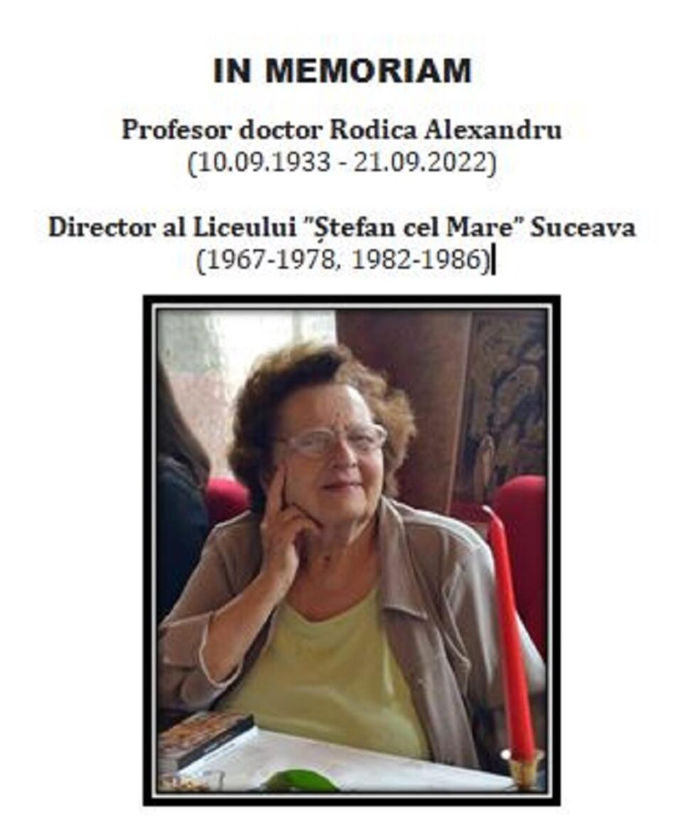 Profesoara Rodica Alexandru a trecut în eternitate