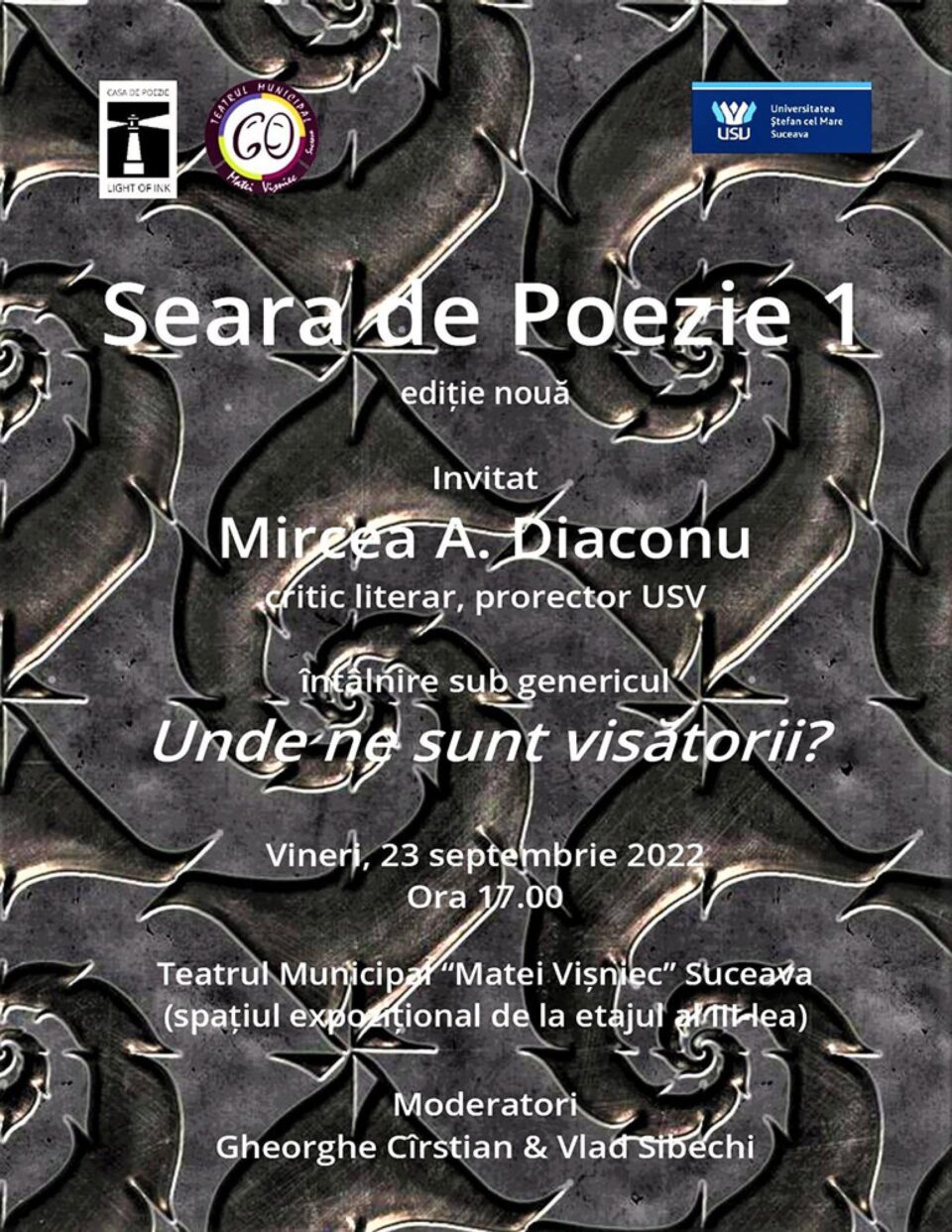 Seară de Poezie, vineri, la Teatrul Municipal „Matei Vișniec”