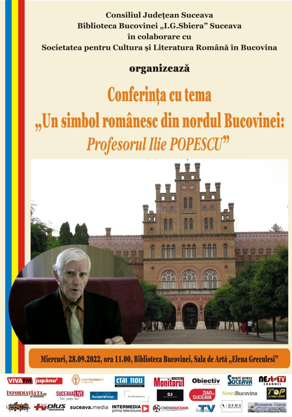 Conferința „Un simbol românesc din nordul Bucovinei: profesorul Ilie Popescu”, la Biblioteca Bucovinei Conferința „Un simbol românesc din nordul Bucovinei: profesorul Ilie Popescu”, la Biblioteca Bucovinei